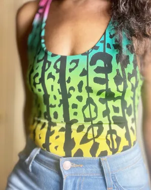 Multi-colored Cheetah Print Bodysuit