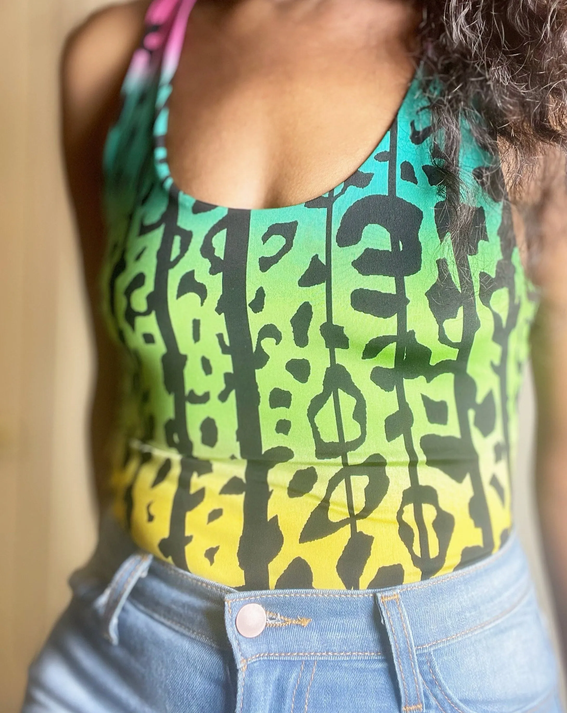 Multi-colored Cheetah Print Bodysuit