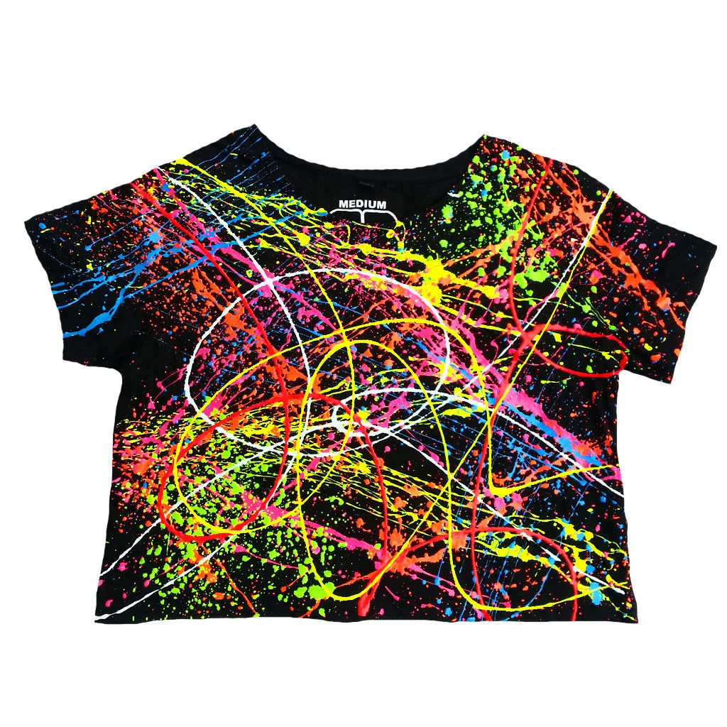 MULTI SPLAT FITTED CROP TOP