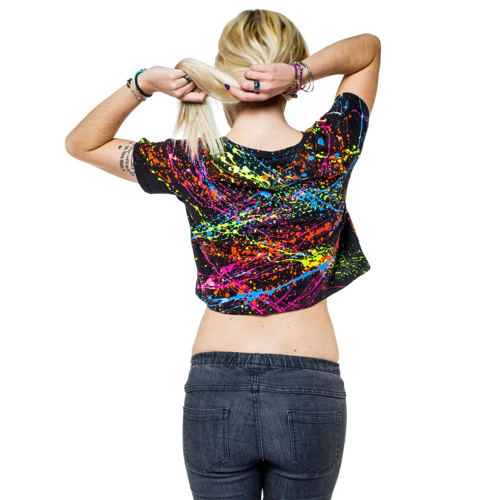 MULTI SPLAT FITTED CROP TOP