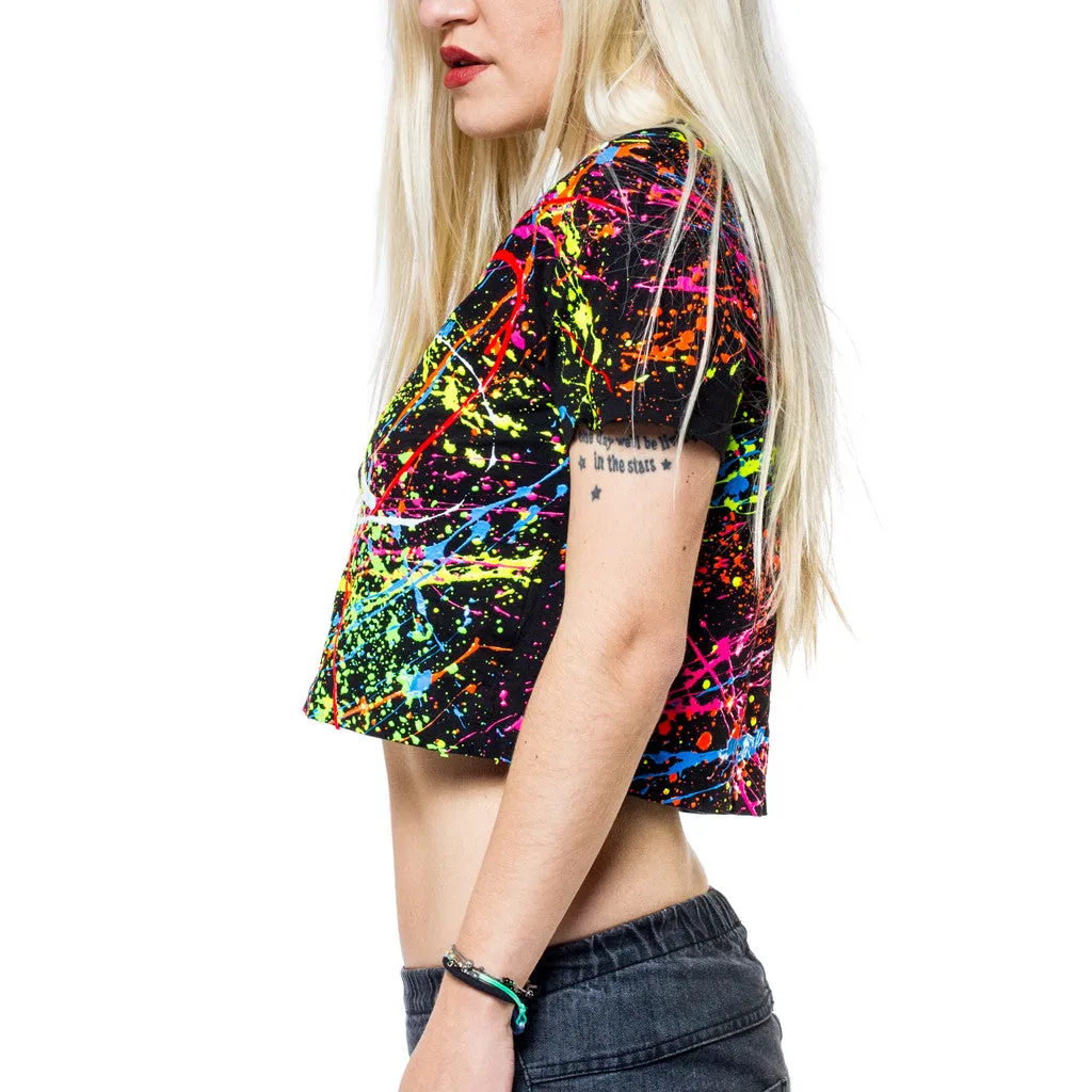MULTI SPLAT FITTED CROP TOP
