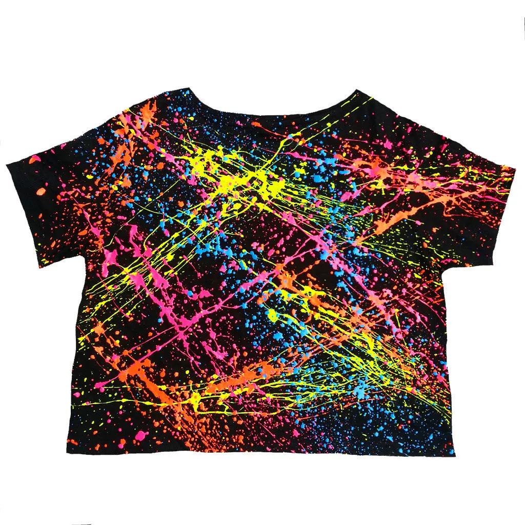 MULTI SPLAT FITTED CROP TOP