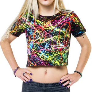 MULTI SPLAT FITTED CROP TOP