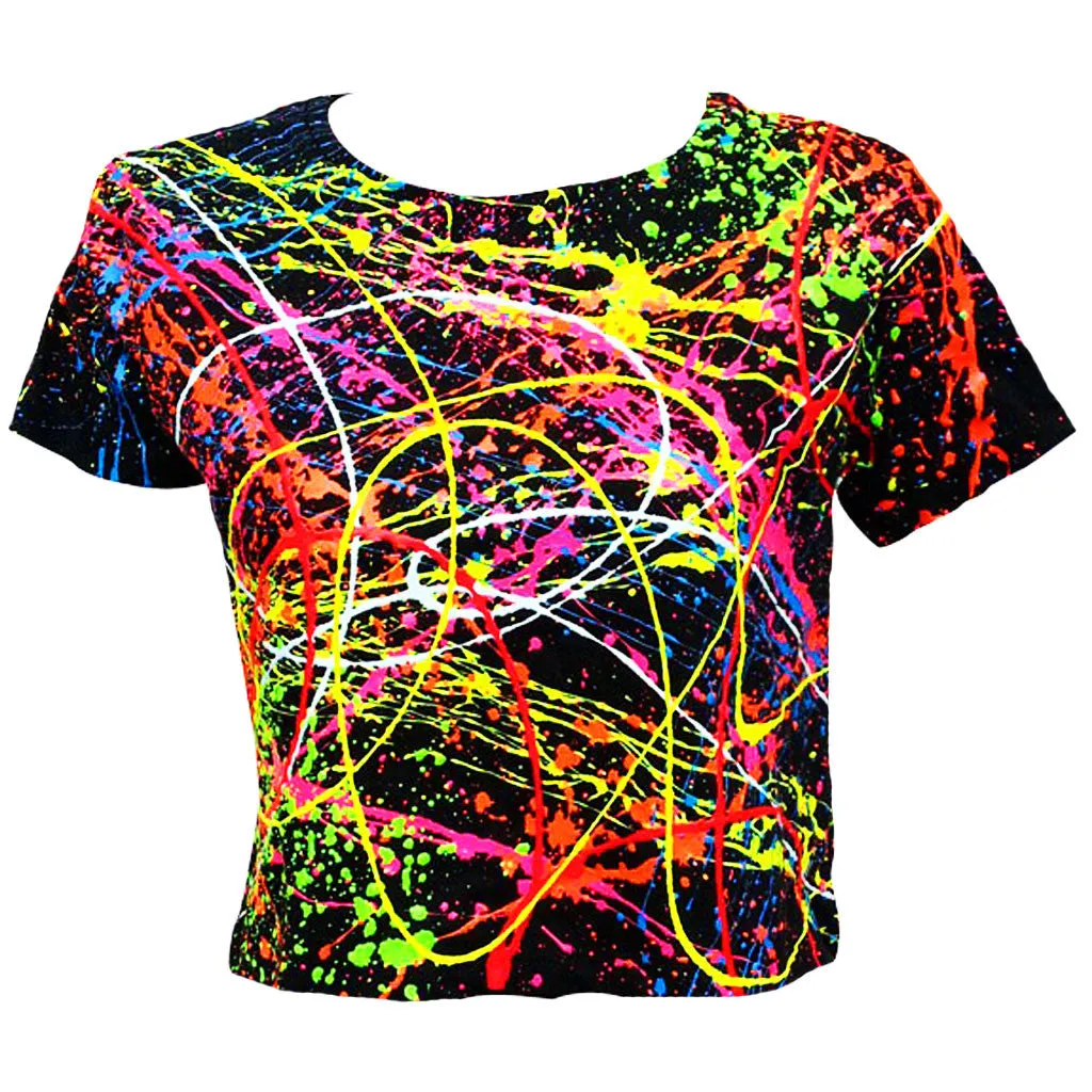 MULTI SPLAT FITTED CROP TOP