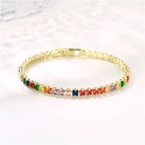 Multicolor Crystal & 18K Gold-Plated Tennis Bracelet