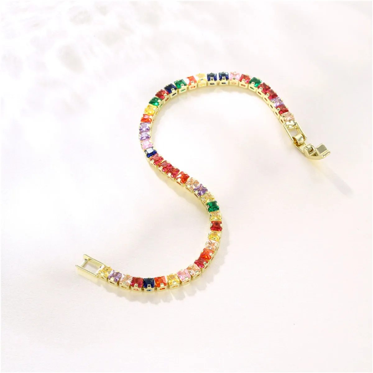 Multicolor Crystal & 18K Gold-Plated Tennis Bracelet
