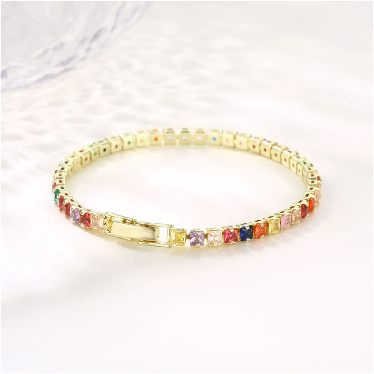 Multicolor Crystal & 18K Gold-Plated Tennis Bracelet