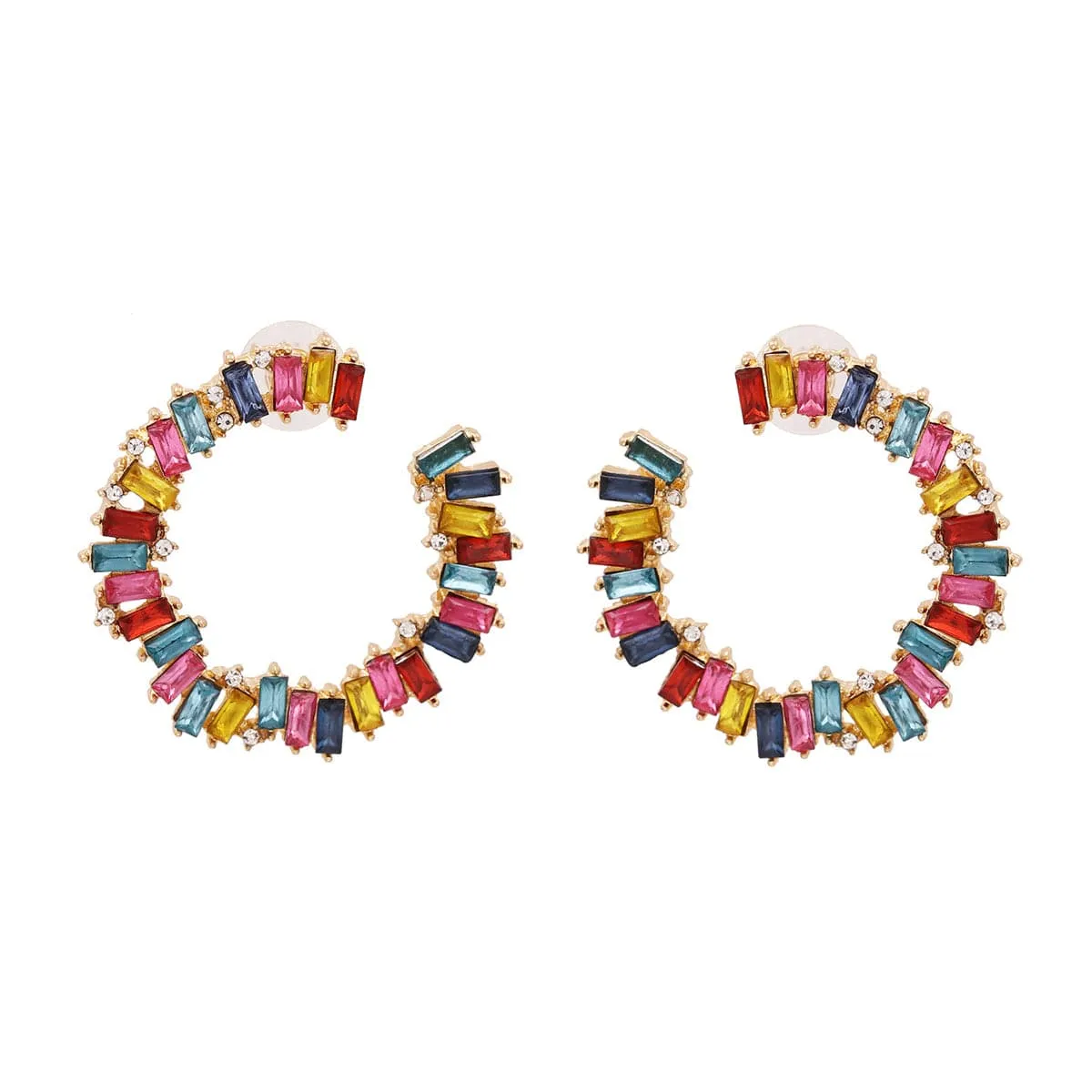 Multicolor Crystal & Cubic Zirconia Hoop Earrings
