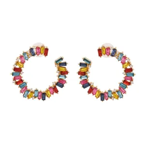 Multicolor Crystal & Cubic Zirconia Hoop Earrings