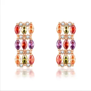 Multicolor Crystal & Cubic Zirconia Pear Rectangle Stud Earrings