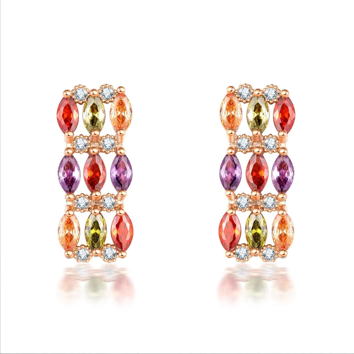 Multicolor Crystal & Cubic Zirconia Pear Rectangle Stud Earrings