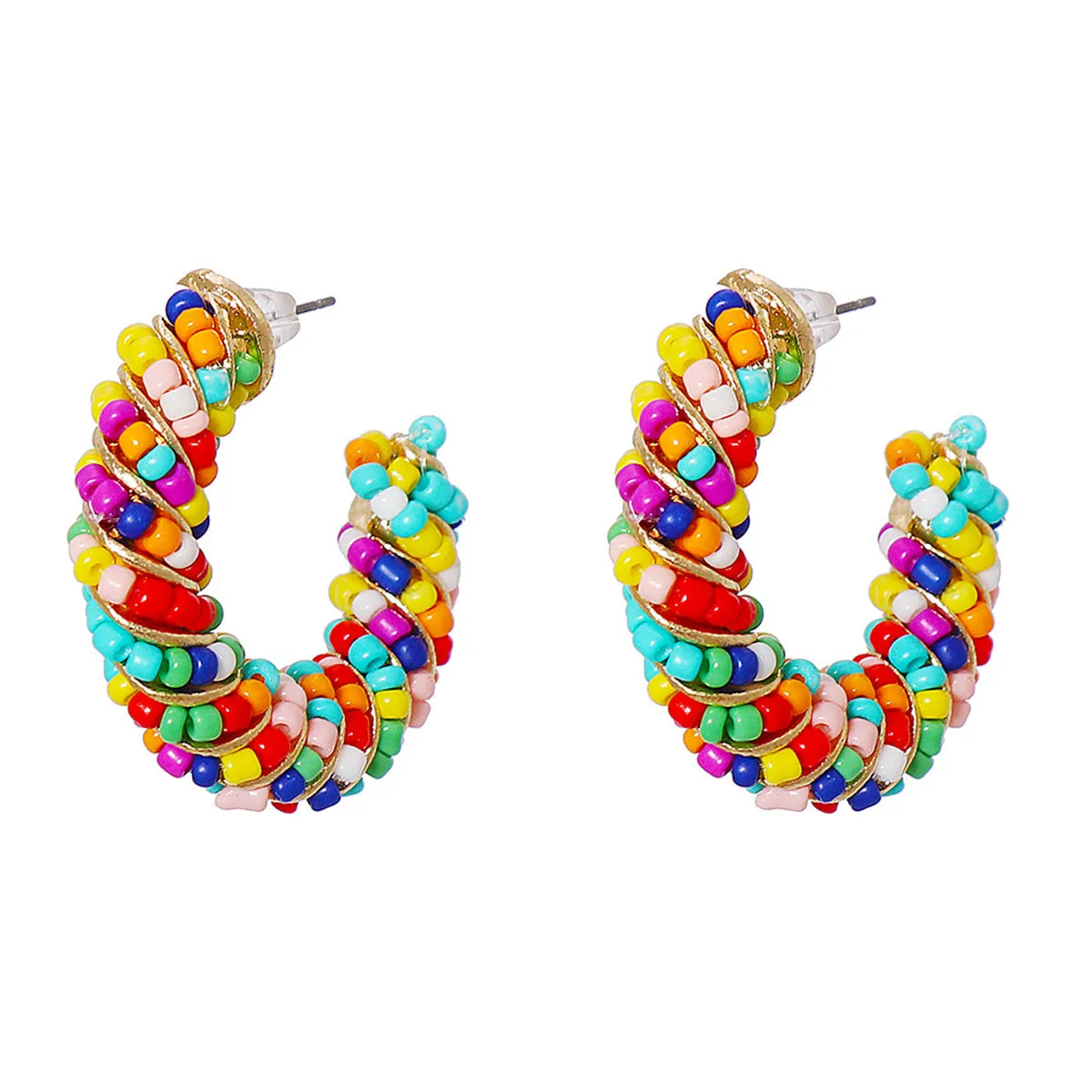 Multicolor Howlite & 18K Gold-Plated Beaded Hoop Earrings