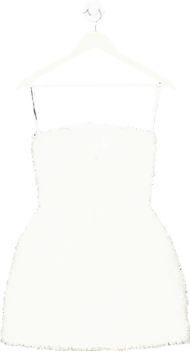 Nadine MerabiWhite Textured Strapless Mini Dress UK 6
