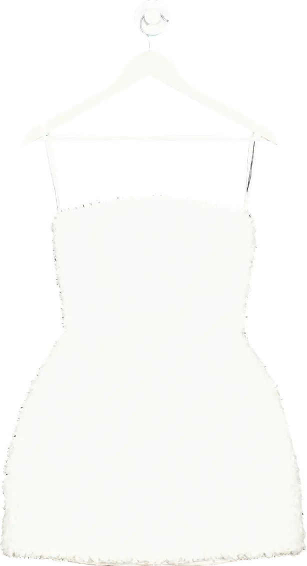 Nadine MerabiWhite Textured Strapless Mini Dress UK 6