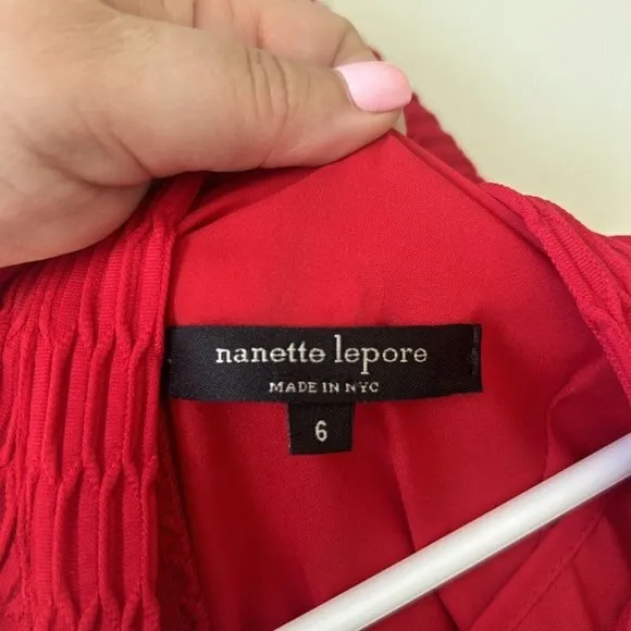 Nanette Lepore Women's Short Sleeve Textured Red Dress Size 6