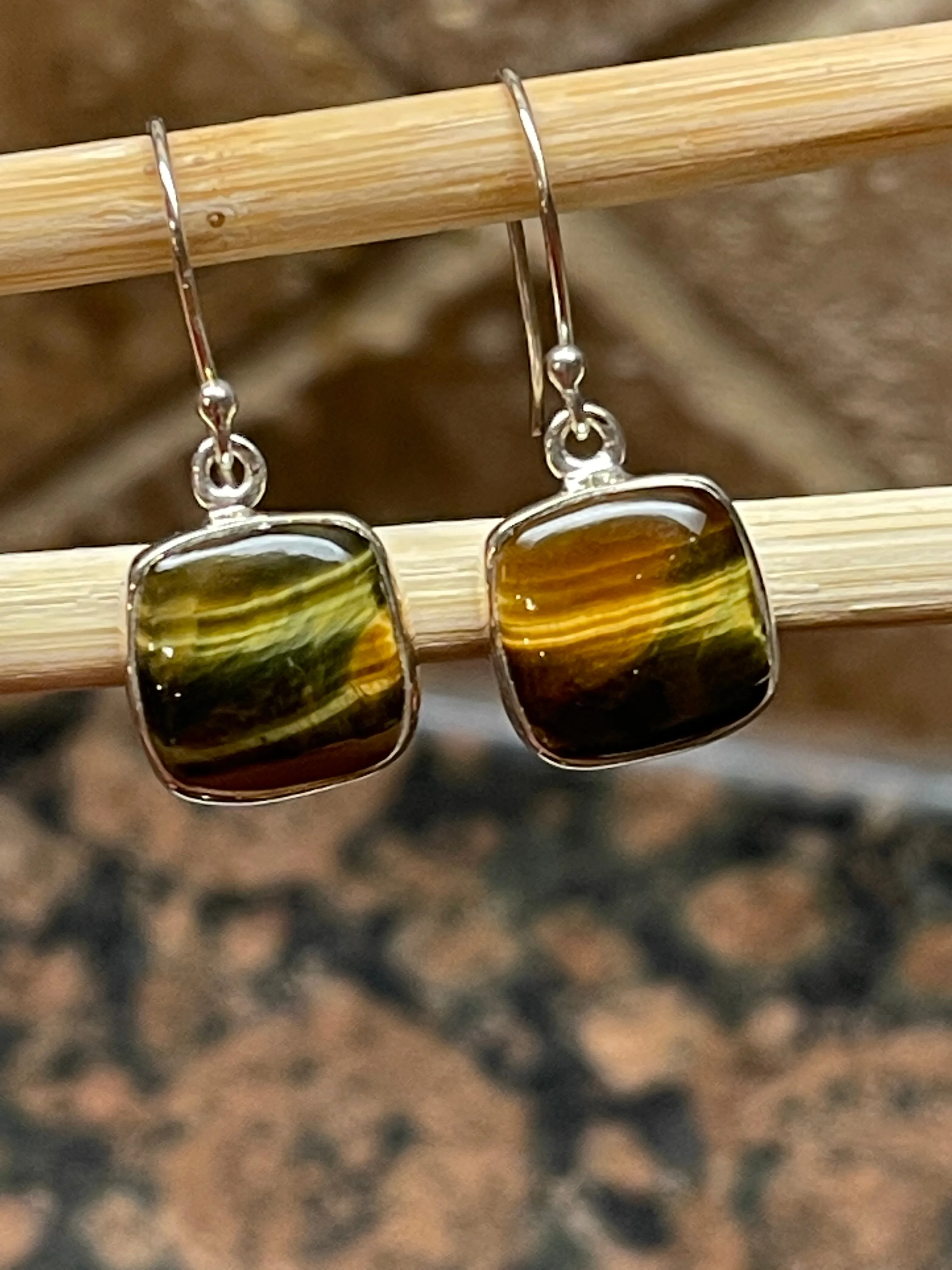 Natural Cat's Eye 925 Solid Sterling Silver Earrings 25mm