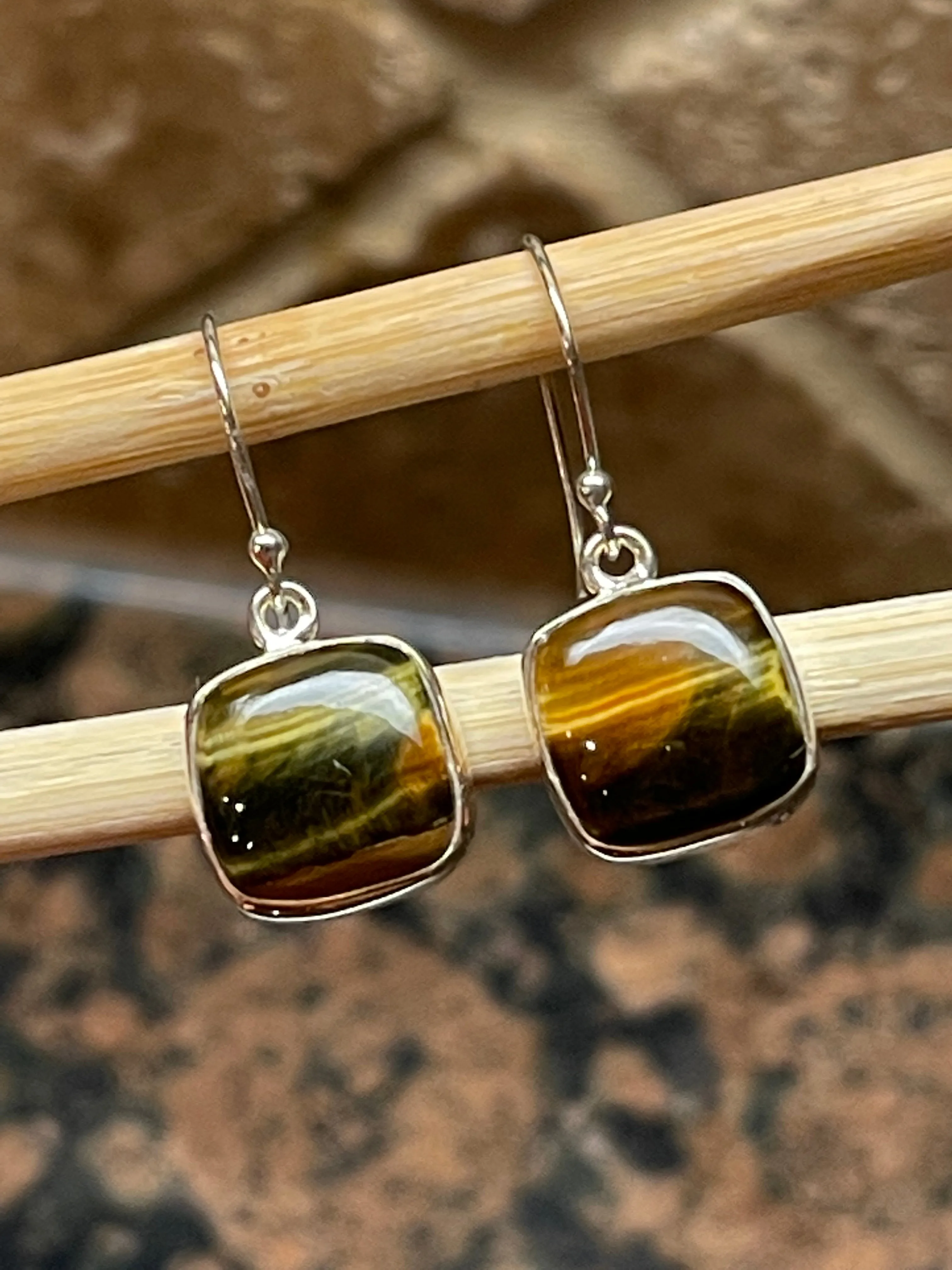 Natural Cat's Eye 925 Solid Sterling Silver Earrings 25mm