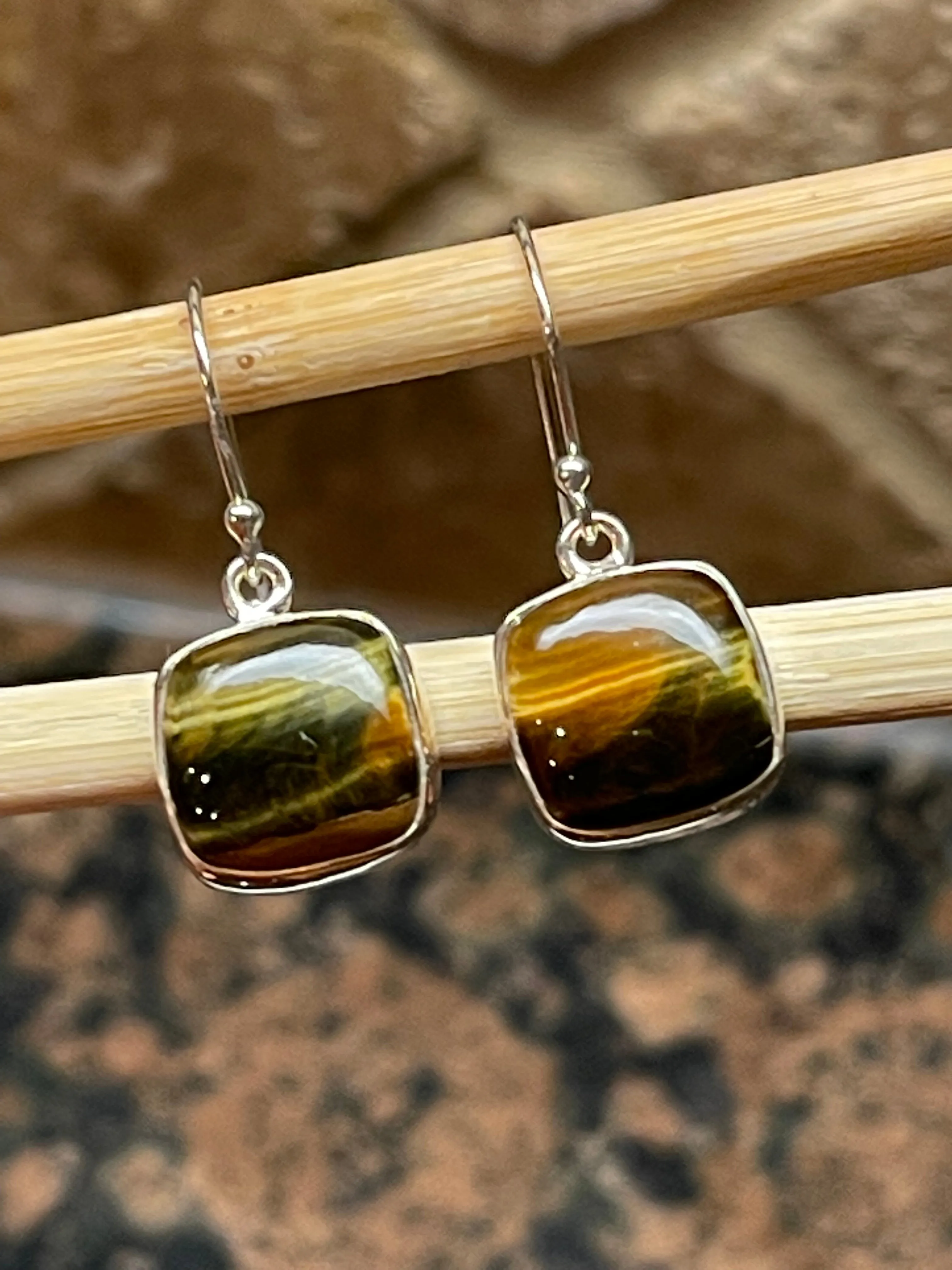 Natural Cat's Eye 925 Solid Sterling Silver Earrings 25mm