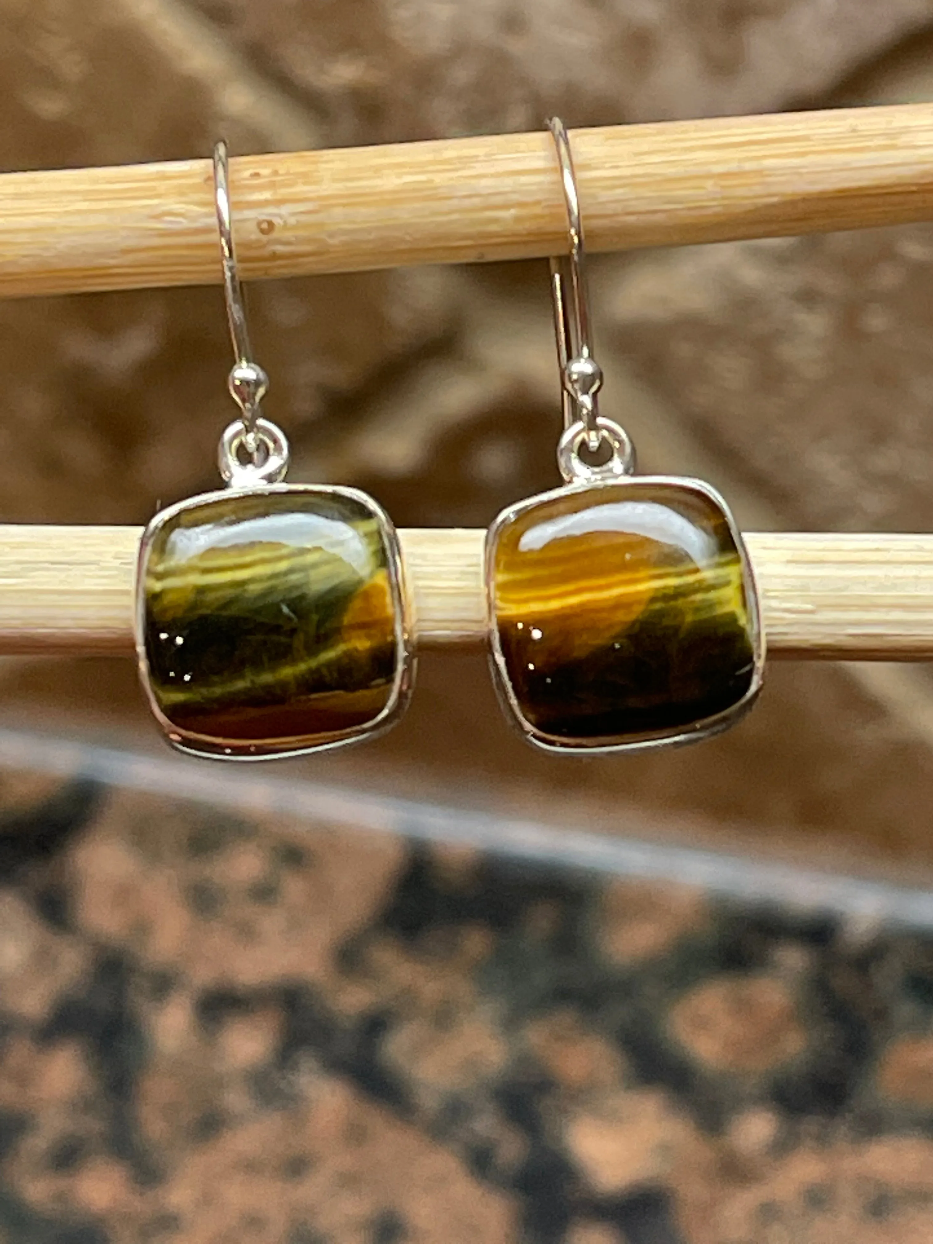 Natural Cat's Eye 925 Solid Sterling Silver Earrings 25mm