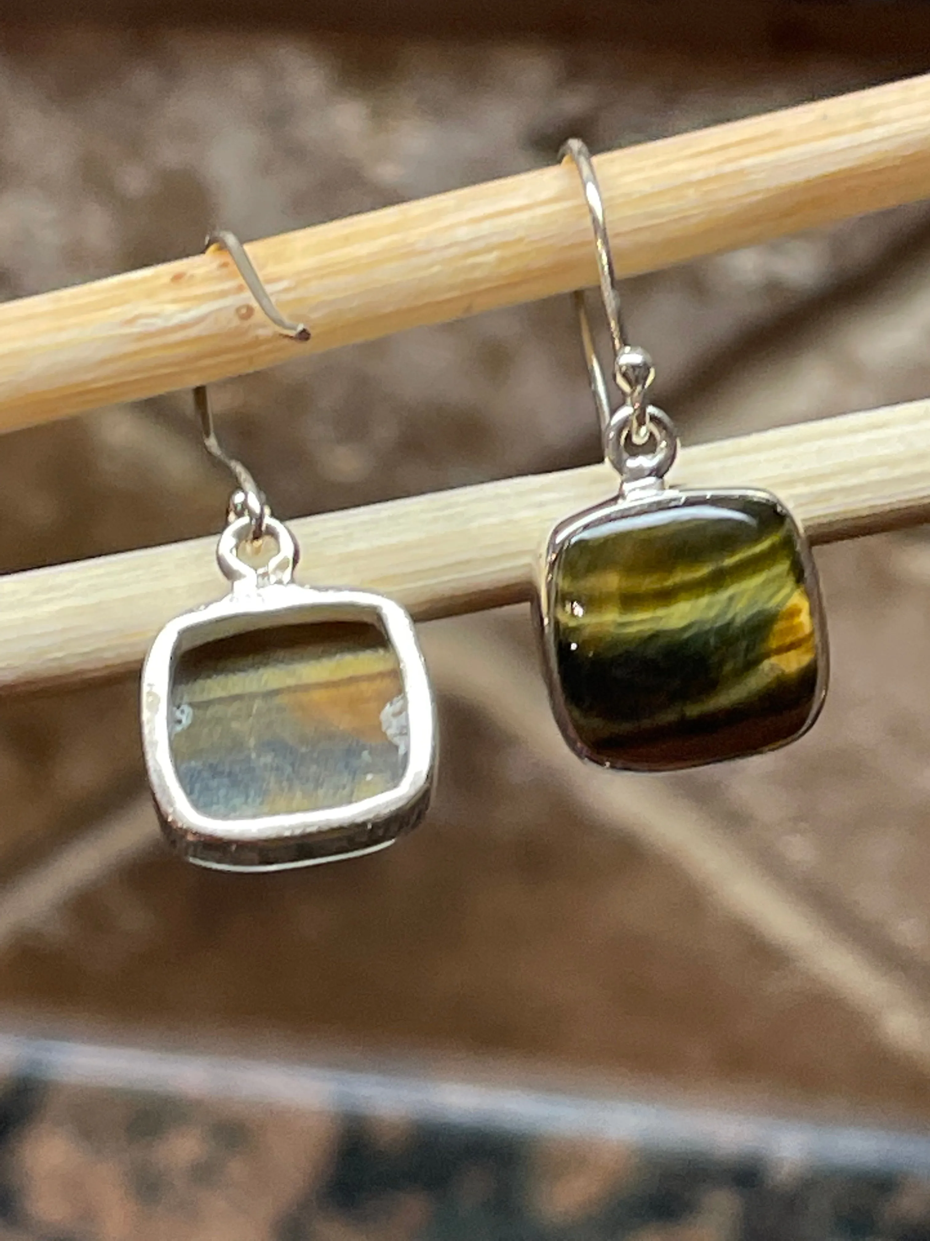 Natural Cat's Eye 925 Solid Sterling Silver Earrings 25mm