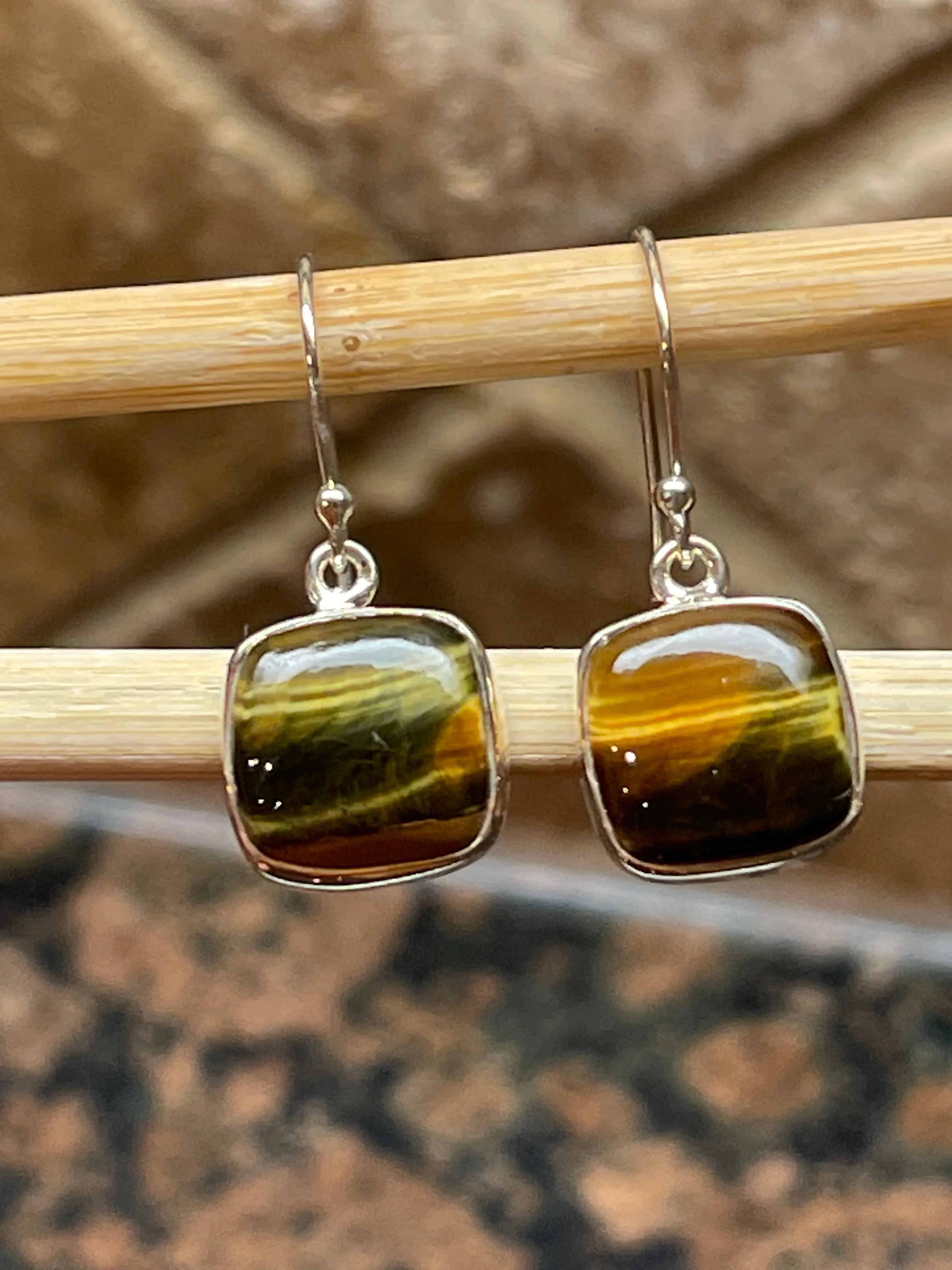 Natural Cat's Eye 925 Solid Sterling Silver Earrings 25mm