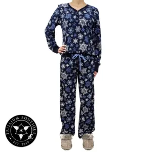 Nautica Women's 2-Piece Pajama Set Blue Snowflake NWT