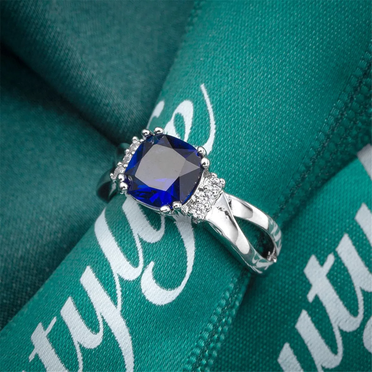Navy Crystal & Cubic Zirconia Ring