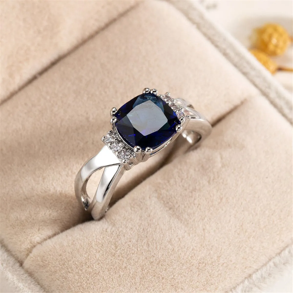 Navy Crystal & Cubic Zirconia Ring