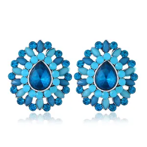 Navy Crystal & Cubic Zirconia Stud Earrings