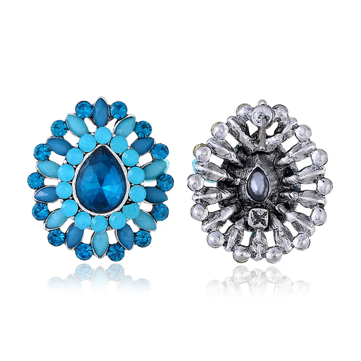 Navy Crystal & Cubic Zirconia Stud Earrings