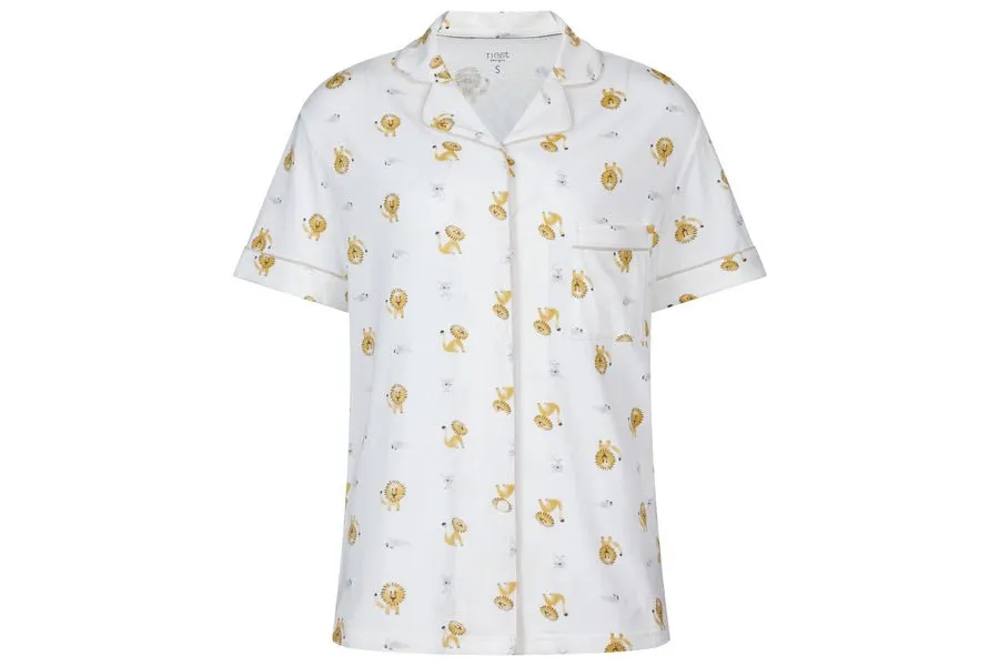 Nest Designs Women's Bamboo Jersey Short Sleeve Button-up PJ Set - The Lion &  The Mouse