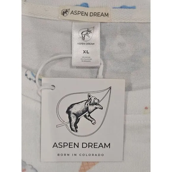 NEW! Aspen Dream Long Sleeve Lounge Wear Top Pool Dogs AOP‎ Soft Women's XL NWT