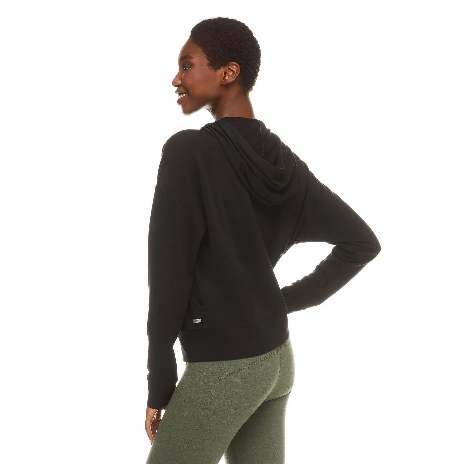 New Athletic Works Women's Drapey-Fit Zip Hoodie, Black, Sz Large!