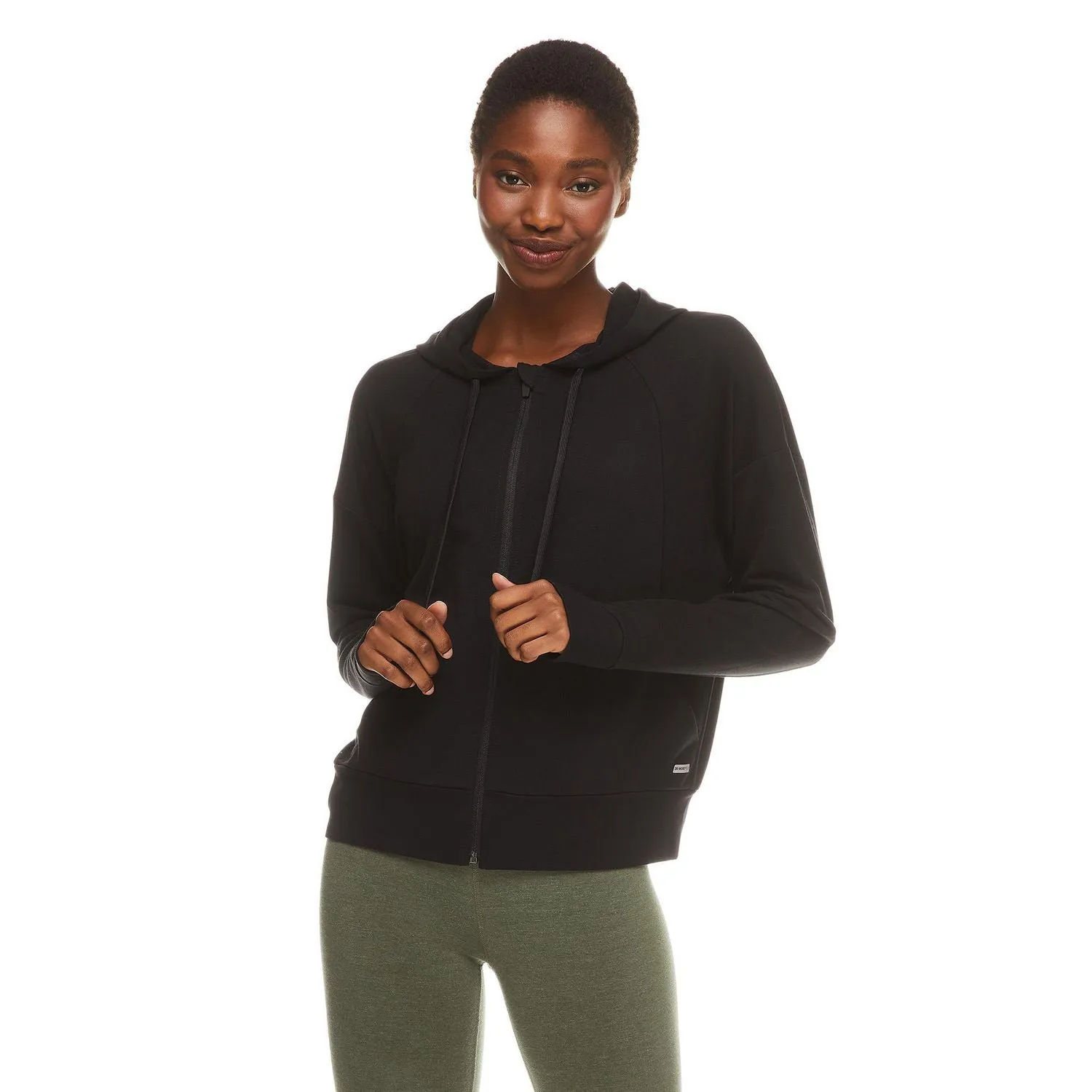 New Athletic Works Women's Drapey-Fit Zip Hoodie, Black, Sz Large!
