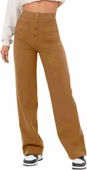 NEW Flexipants - Women's Casual High Waist Stretch Pants, Straight Leg Flexi Pants for Women KHAKI Sz XL