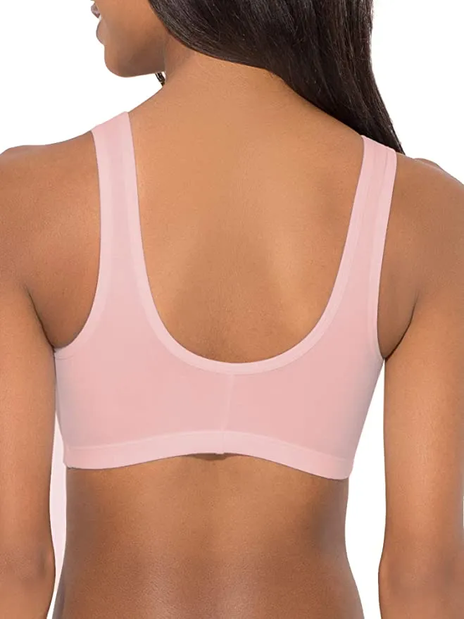 New Fruit of the Loom Womens Comfort Front Close Sport Bra with Mesh Straps in Blushing Rose, Sz 36!