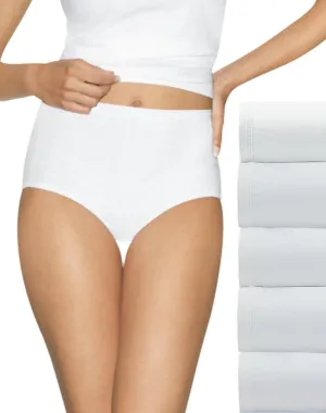 New Hanes Ultimate™ Comfort Cotton Women's Brief Panties 5-Pack, White, Sz L!