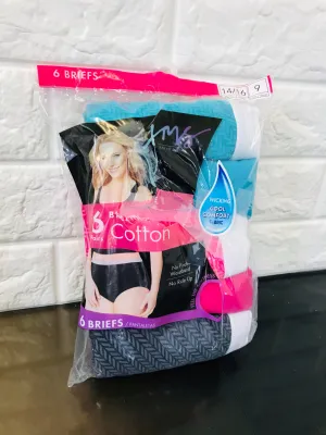 New in package! Just My Size Womens Cool Comfort Cotton Brief 6-Pack Briefs, Sz 9 (14/16 pant)