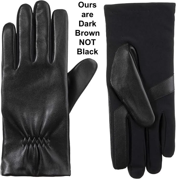 New Isotoner Women's Stretch Leather smarTouch Gloves in Dark Brown, Sz L/XL! Retails $50 
