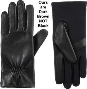 New Isotoner Women's Stretch Leather smarTouch Gloves in Dark Brown, Sz L/XL! Retails $50 