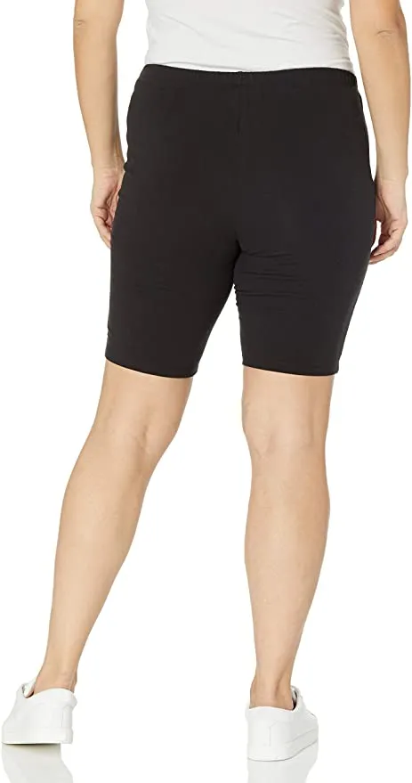New Just My Size Women's Plus-Size Stretch Jersey Bike Short, Black, Sz 3X!