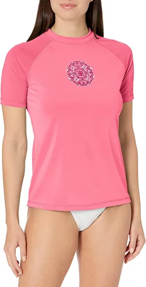 New Kanu Surf Women's Juliette UPF 50  Sun Protective Rash guard Swim Top In Pink, Sz M!