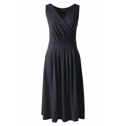 New Lands End Women's Surplice Dress Black, Plus Size 3X!