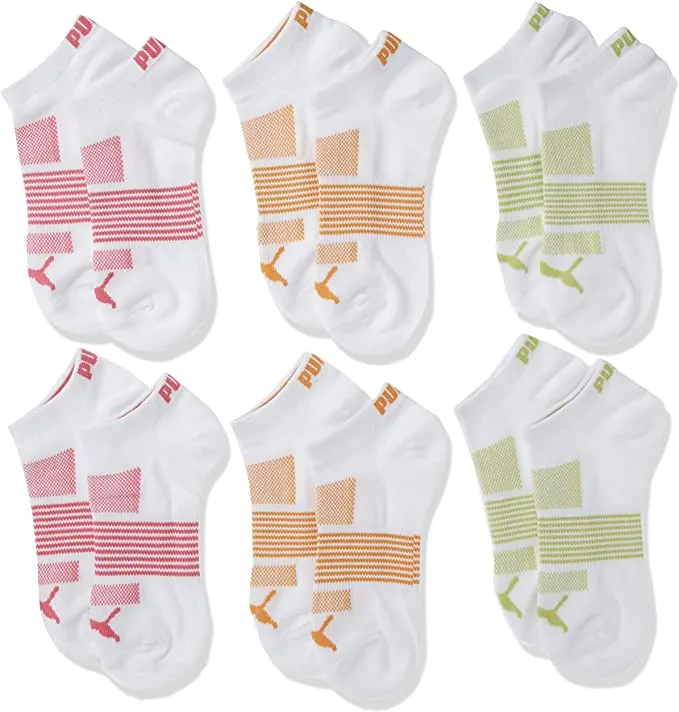 New PUMA Women's 6 Pack Low Cut Socks, shoe size 5-9.5! Includes 2 of each Vibrant colours!