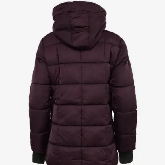NEW Steve Madden Women's Merlot Hooded Puffer Coat, 2X,