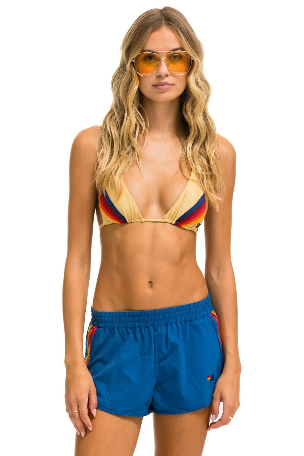 NEW WOMEN'S 5 STRIPE FLEX BOARD SHORTS - SEA // RAINBOW