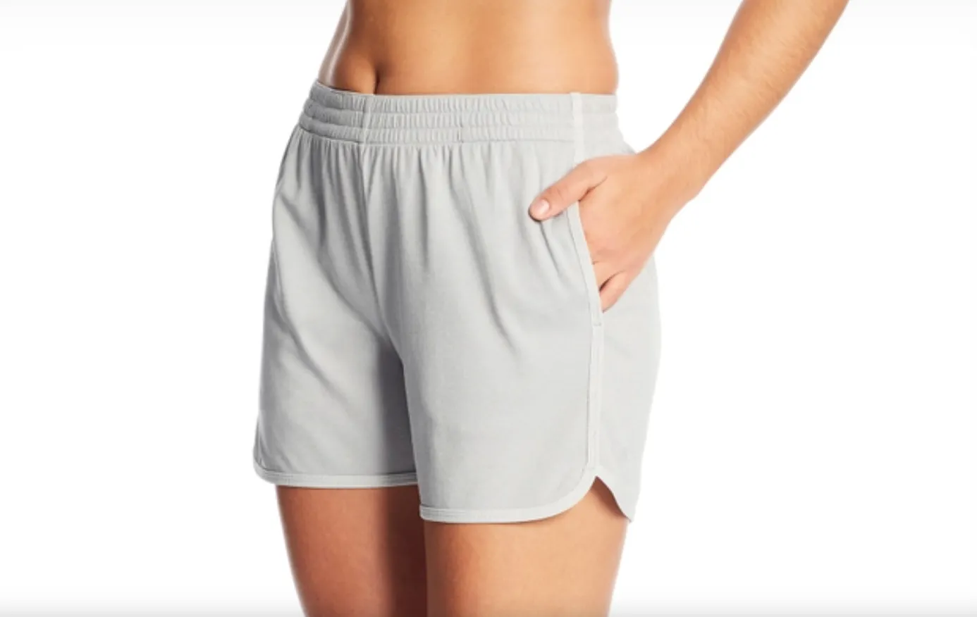 New Women's Champion C9 Sport Shorts, 5" in Light Grey Heather, Sz L!