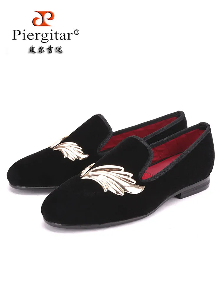 New women's handmade leaf metal buckle loafers European and American big-name trendy slip-on large size slip-on shoes