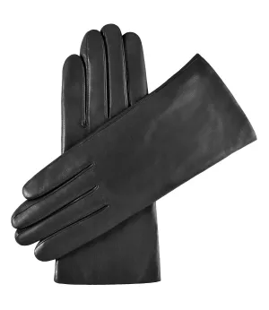 New Women's Ultra soft Black Leather Gloves, Fleece Lined with Silver side zippers, Sz 8!