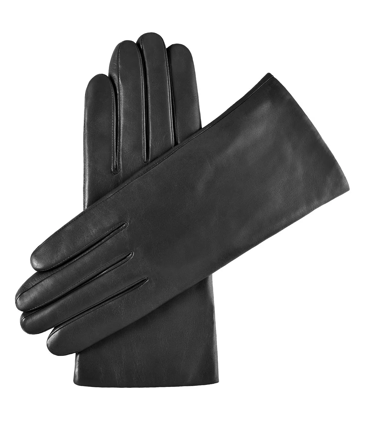 New Women's Ultra soft Black Leather Gloves, Fleece Lined with Silver side zippers, Sz 8!